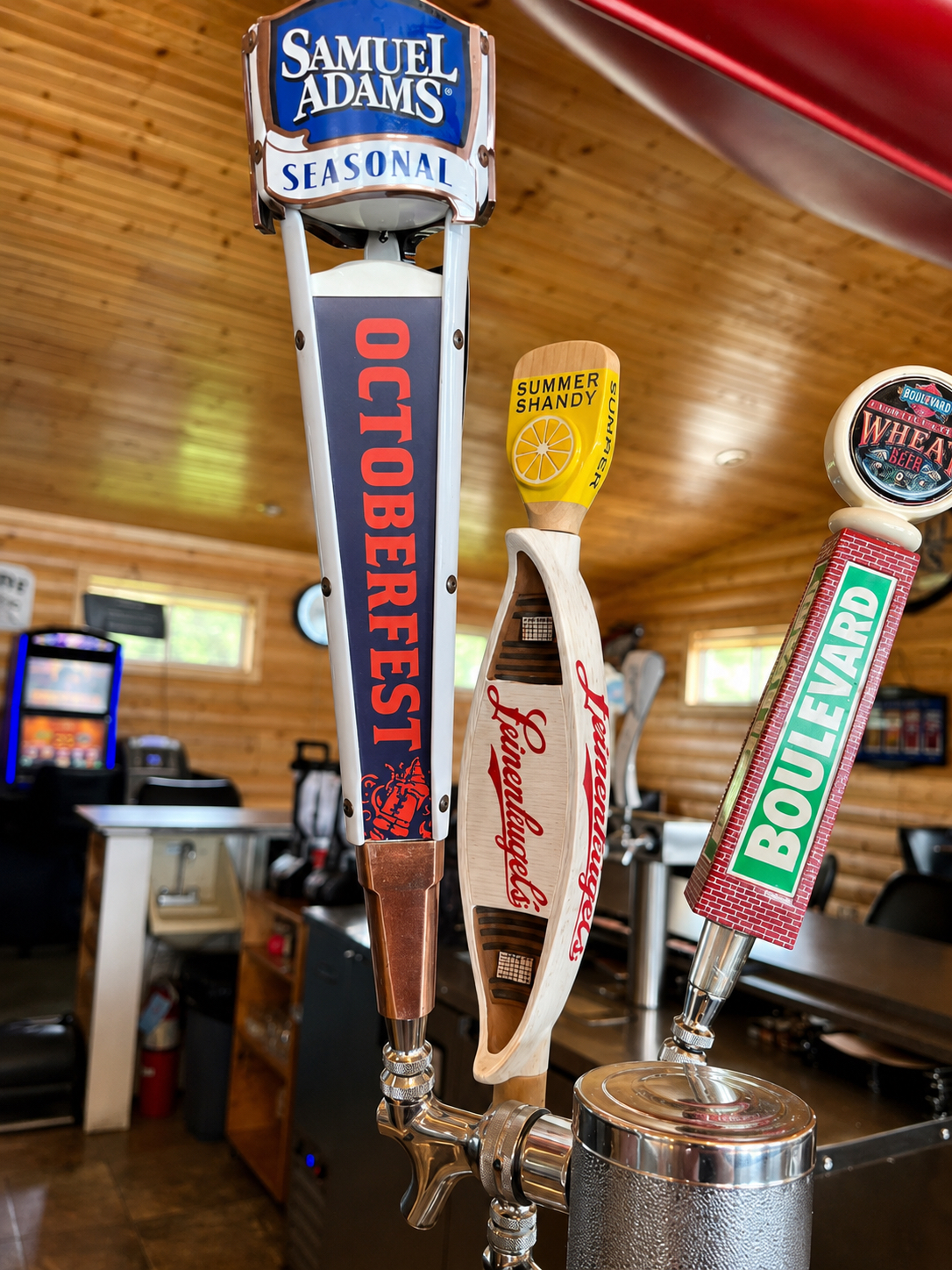 Beer taps at the bar