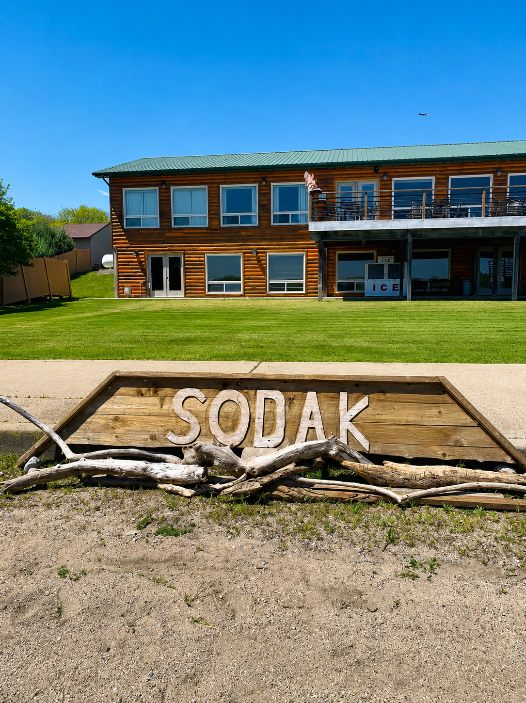 SODAK driftwood sign outside the restaurant